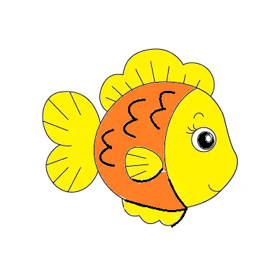 disegni di disegni di pesce da colorare passo 7