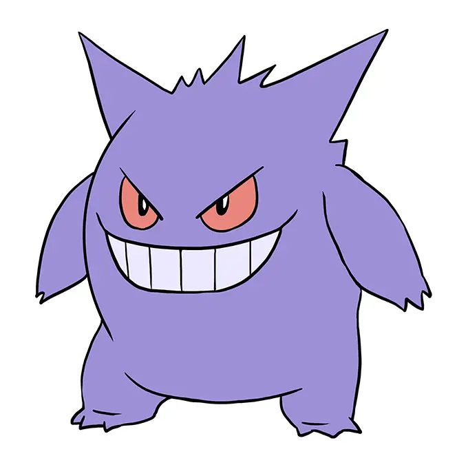 disegni di disegni di Pokemon Gengar da colorare passo 7