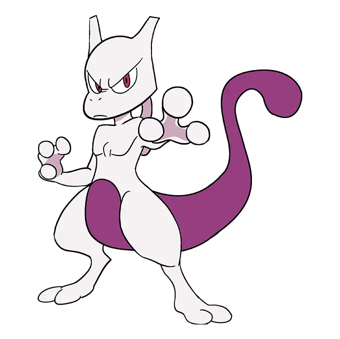 disegni di disegni di Pokemon Mewtwo da colorare passo 8