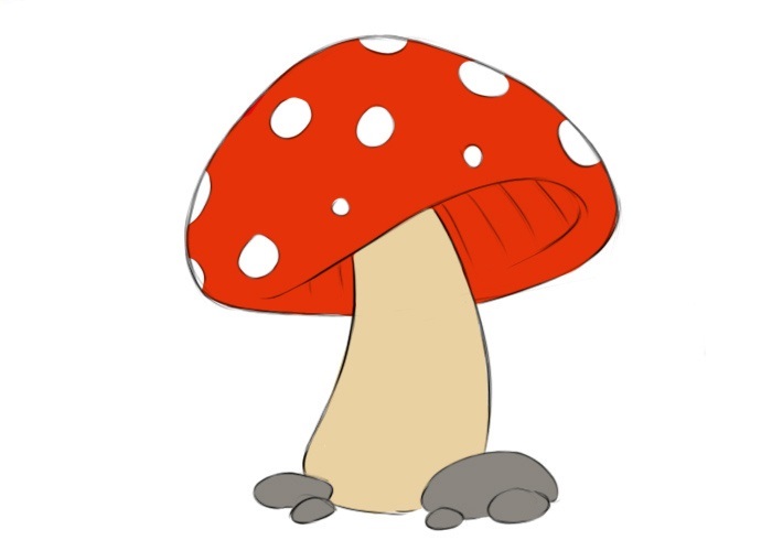 disegni di disegni-di-Funghi-da-colorare-passo-5