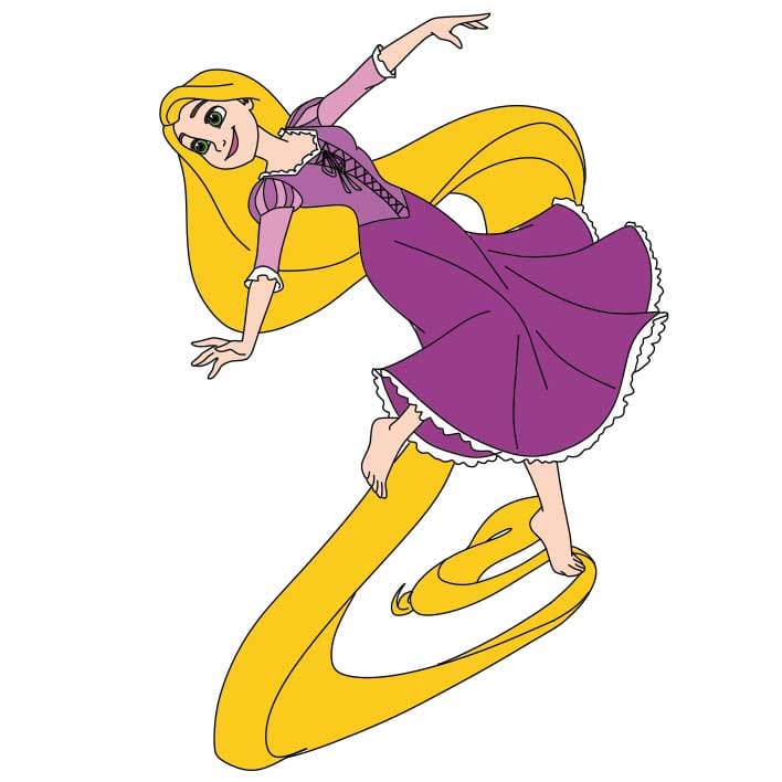 disegni di Come-disegnare-una-principessa-dai-capelli-nuvolosi-Step-9